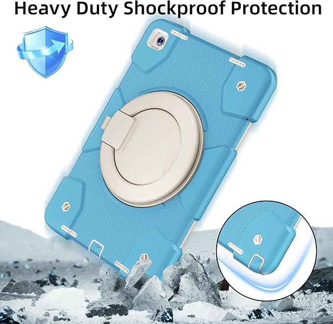 Case for Samsung Galaxy Tab A9+/A9 Plus Case 11 Inch with Screen Protector/360° Rotating Stand/Pen Holder/Shoulder Strap Shockproof Cover for Tablet A9+ 5g (Blue)