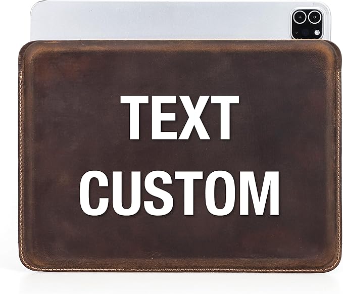 Top Grain Leather Text Custom Sleeve Slim Protector Case for Laptop/Tablet Solid Vintage Design Fully Handmade &amp Text Customizable Compatible with MacBook Pro/Air &amp iPad Pro/Air