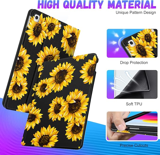 for ipad 9/8/7th-Sunflower Leopard