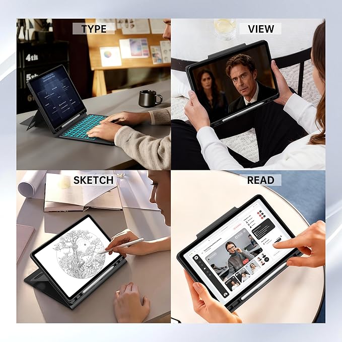 Touch Keyboard Case for Samsung Galaxy Tab S11 11 inch - Folio Combo Wireless Smart Touch Trackpad Keyboard Tablet Cover - 7 Colors Backlit Keyboard with S Pen Holder for Galaxy Tab S11 112025 Black