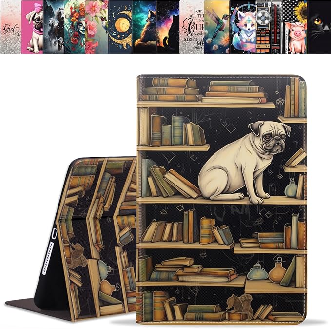 Pug on Bookshelf