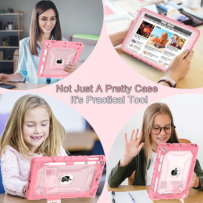TIMISM Case with Shoulder Strap for iPad 6th / 5th Generation 9.7 inch (2018/2017) iPad Air 2 &amp 1st iPad Pro 9.7 Case with Pencil Holder Heavy Duty Shockproof Protective iPad Cover Red
