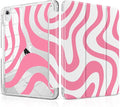 MEEgoodo Case for iPad A16 11th Generation 2025/10th Generation 2022 Glitter Tablet Cases with Transparent Acrylic Back+Trifold Stand +Pencil Holder+Auto Wake/SleepPink Wave Pattern