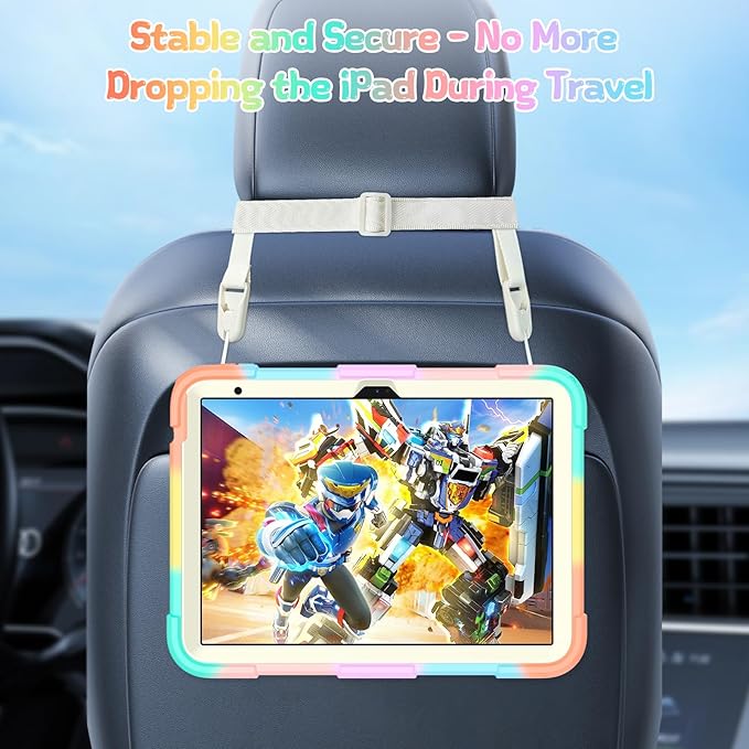 Case for iPad (A16) 11th/10th Generation (2025/2022) 11/10.9 for Kids Girls with 9H Tempered Glass Screen Protector Butterfly Stand Carrying Strap Shockproof - Colorful