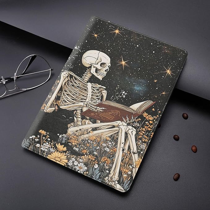 Case for Samsung Galaxy Tab A11/A9 8.7-Inch 2025/2023Adjustable Stand Auto Wake/Sleep Function Full Body Protection Cover - Skeleton Black Cat