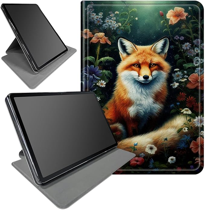 Case for Amazon Fire HD 10 Tablet (5th/7th/9th Generation2015/2017/2019 Release)360 Degree Rotating Swivel Stand Protective Cover for Fire HD 10 TabletFox in Flowers