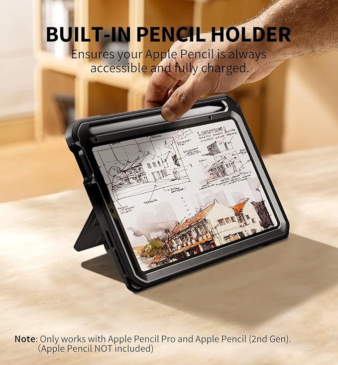 Dexnor Case for iPad mini 7 (A17 Pro) 2024/mini 6 2021 8.3 inch Rugged Protective Case with 360° Rotating Hand Strap &amp Large Stand &amp Screen Protector &amp Pencil Holder Shockproof Full-Body