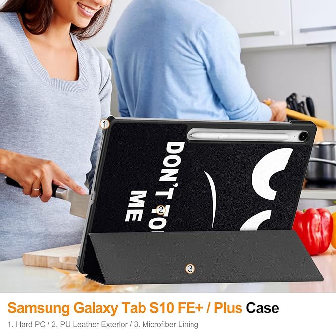 Case for Samsung Galaxy Tab S10 FE+/S10 FE Plus 13.1 Inch 2025 Model (SM-X620/SM-X626B) Tri-Fold Stand Smart PU Leather &amp Hard Back Shockproof Cover with Auto Wake/Sleep Don't Touch Me