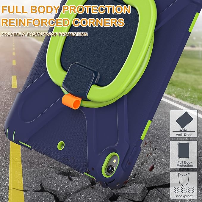 BRAECN Case for iPad Air 3 10.5 Inch 2019 Hybrid Shockproof Rugged Silicone Case with Pencil Holder Folding Hand Grip Stable KickstandCarrying Shoulder Strap for iPad Pro 10.5” 2017-Navy Green
