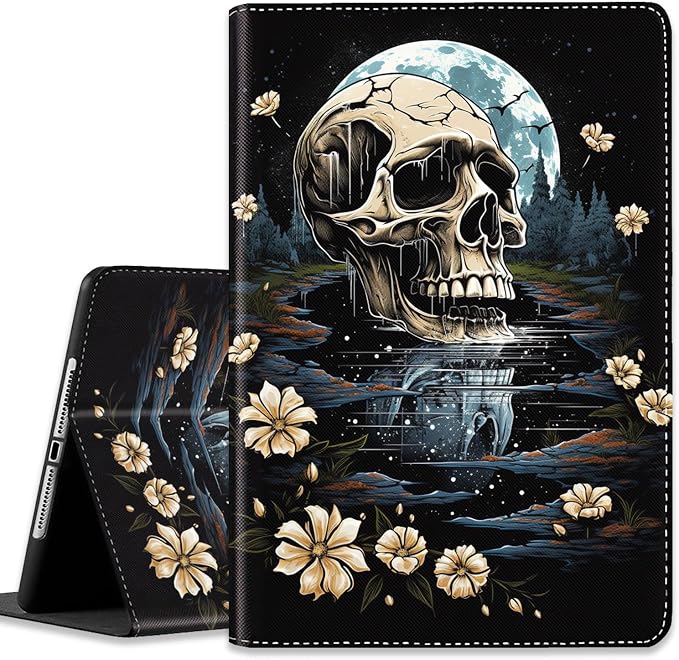 Black and White Skull Rose Under The Moon