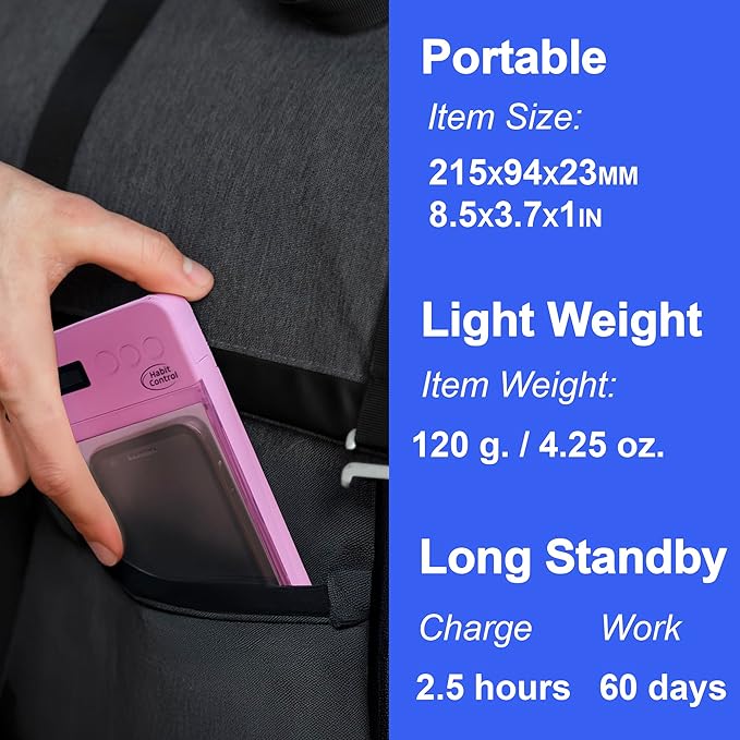 Locker Phone Holder - Timed Phone Lock Case Bad Habits Time Locking Container Smartphone Jail with Timer Reduce Screen Time Improve Productivity Cell Phone Storage Box - Pink