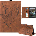 Case for Fire HD 10 Tablet 9th/7th/5th Generation 2019/2017/2015 Release Multiple Angles Viewing Stand Cover Soft TPU Back Cover with Pen Holder and Auto Wake/Sleep Brown