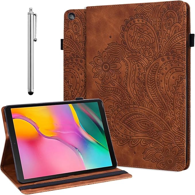ALILANG Case for Kindle Fire HD 10 (9th Gen 2019/7th Gen 2017/5th Generation 2015) 10.1 Multiple Viewing Angles PU Leather Flip Stand Cover for Amazon Fire HD 10 Case -Brown