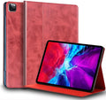 for Ipad Pro 12.9-inch 6th/5th/4th/3rd Gen Case Genuine Leather Cover Protective for 2022/2021/2020/2018Auto Wake/Sleep.Red
