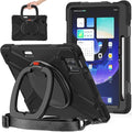 Rugged Tablet Case for Pad 6 6 Pro Tablet Cover with Stand Slim Folding Stand Cover for Pad 6 6 Pro 360° Rotation Removable Shoulder Strap (Black)