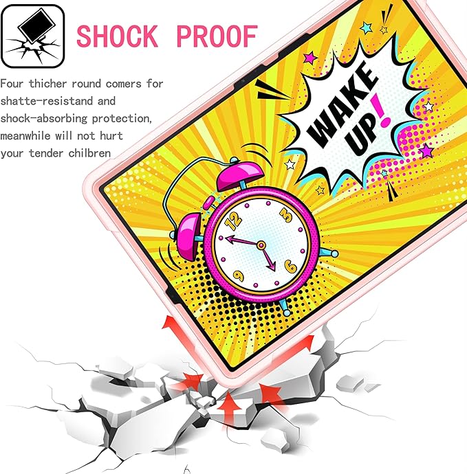 Stand Case for Samsung Galaxy Tab S8 Plus 2022/Tab S7 FE 5G 2021/Tab S7 Plus 2020 Case 12.4 inch 360 Degree Rotating Kickstandwith Hand/Shoulder Strap Rugged Shockproof Cover Rose Gold
