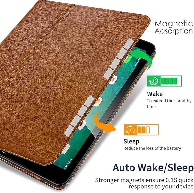 Gexmil Leather Case for iPad Air 11 Inch M4/M3/M2 (2026/2025/2024)iPad Air 10.9 Inch 5th/4th Generation 2022/2020 Top Grain Leather Cover Auto Sleep/Wake Adjustable StandYellow Brown