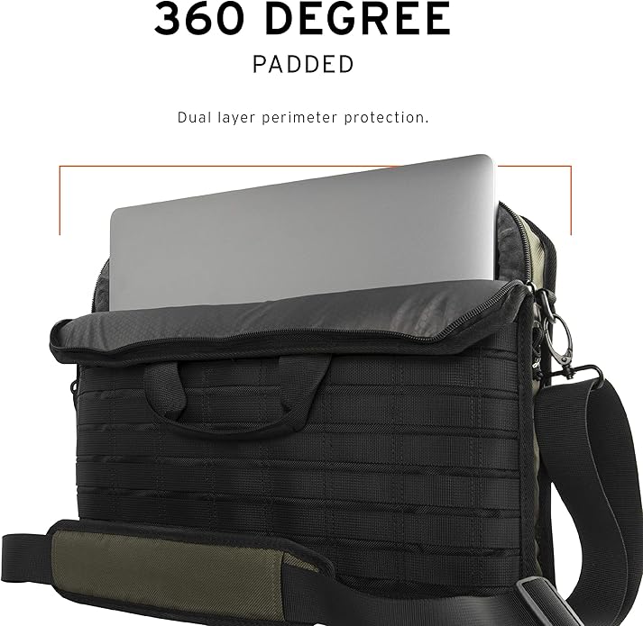 URBAN ARMOR GEAR UAG Tactical 14-inch Slim Brief fits Most Devices up to 13-inch to 14-inch Rugged Protective Slim Secure Laptop Tablet Carrying Bag with Shoulder Strap Olive