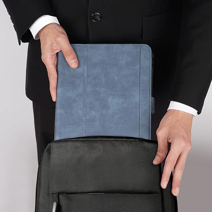 Handmade Case for iPad Pro 13 Inch (M5/M4) 2025/2024 with Pencil Holder PocketMagnetic ClosureAuto Sleep/WakeVegan Leather Folio Protective CoverMulti Angles StandLight Blue
