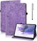 Case for Lenovo Idea Tab 11 2025/ Tab M11 11 2024 Case (TB336FU/TB330FU) Embossed Lace PU Leather Flip Folio Stand Cover with Elastic Band Card Slots Pen Holder- Purple