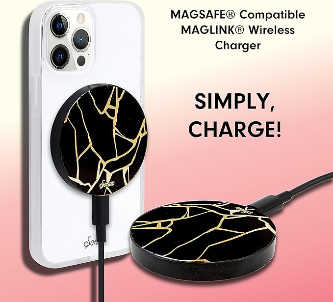 Sonix Magnetic Charger Compatilbe with MagSafe for iPhone | Fast Wireless Charger x 6.5ft Cable (USB-C) | Kintsugi
