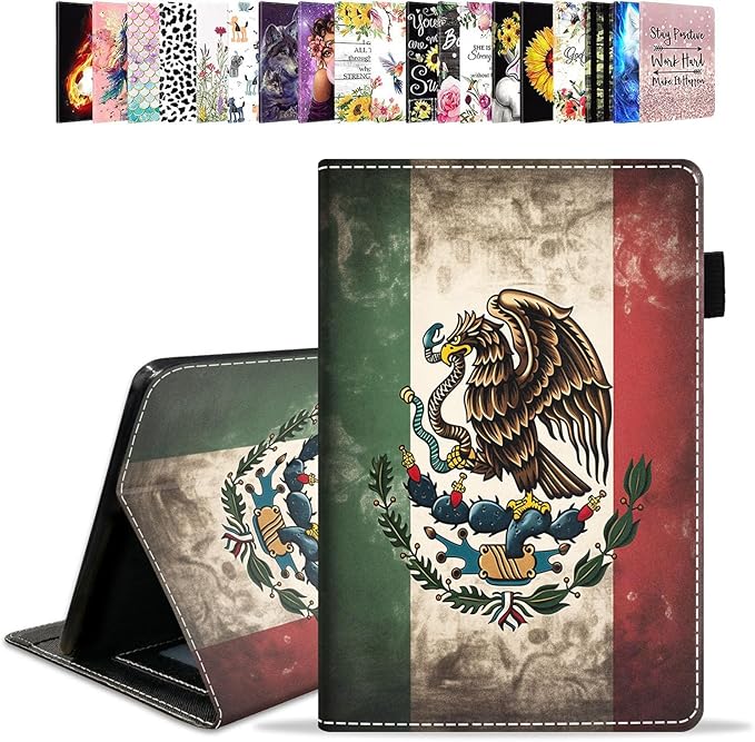Case for All-New Amazon Kindle Fire HD 10 &amp 10 Plus Tablet 10.1 (13th/11th Generation 2023/2021 Release) - PU Leather Folio Case with Smart Auto Wake/Sleep Mexican Flag