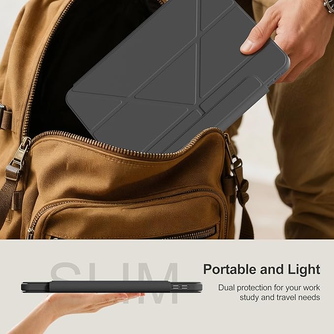Y-Shaped Detachable Case for iPad (A16) 11th/10th Generation (2025/2022) Clear 360°Rotating Magnetic Back Multi-Stand &amp Shockproof Hybrid Cover for iPad 11/10 Auto Wake/Sleep Black