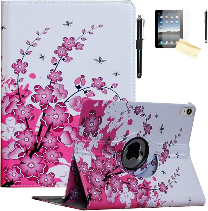Case for iPad Air 11” M3 2025/Air 11” M2 2024/10.9 inch Air 5 2022/Air 4 2020 Rotating Stand Smart Magnetic Cover Air 5th/4th Generation A2902 A2903 A2588 A2589 A2316 A2324 (Cherry Flower)