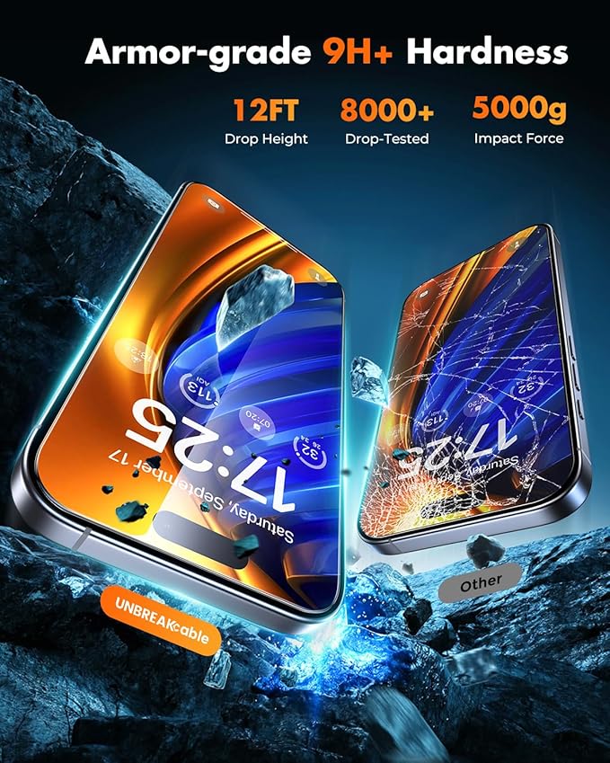 UNBREAKcable iPhone 16 Pro Max Screen Protector [3-Pack] Tempered Glass with Auto-Align Tech for Easy Install 9H+ Hardness Anti-Fingerprint Ultra-Clear Full-Coverage Protection 6.9-Inch