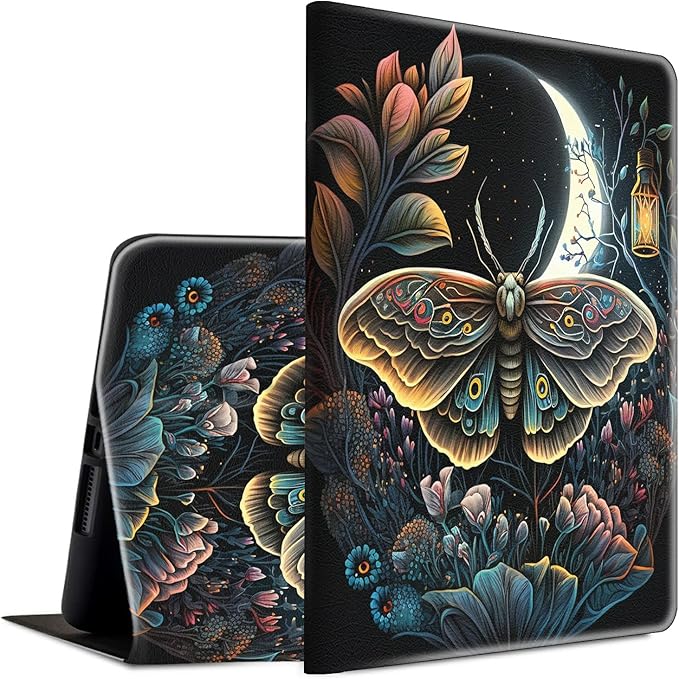 Case for 6.8 Kindle Paperwhite 11th Generation 2021 and Kindle Paperwhite Signature Edition Smart Case Adjustable Stand Protective Cover with Auto Wake/Sleep - Moth Moon Flower Floral