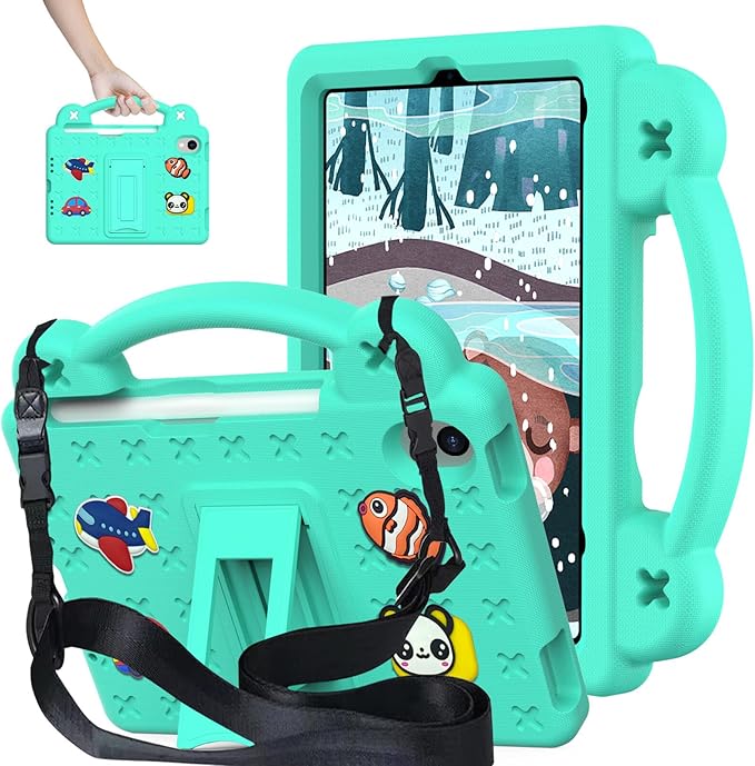 Compatible with Apple iPad 10 2022 10.9 inch/Pro 11 2018/2020/iPad Air 4 2020 10.9 inch/Air 5 2022 10.9 inch/Pro 11 2021/2022 Tablet Case Kids Case with Strap &amp Pen Tray Mint Green