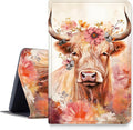 DIGTIALLL Case for Amazon Kindle Fire HD 10 &amp 10 Plus Tablet (11th Generation 2021 Release) 10.1 PU Leather Smart Protective Cover with Auto Sleep/WakeHighlands Cows and Floral