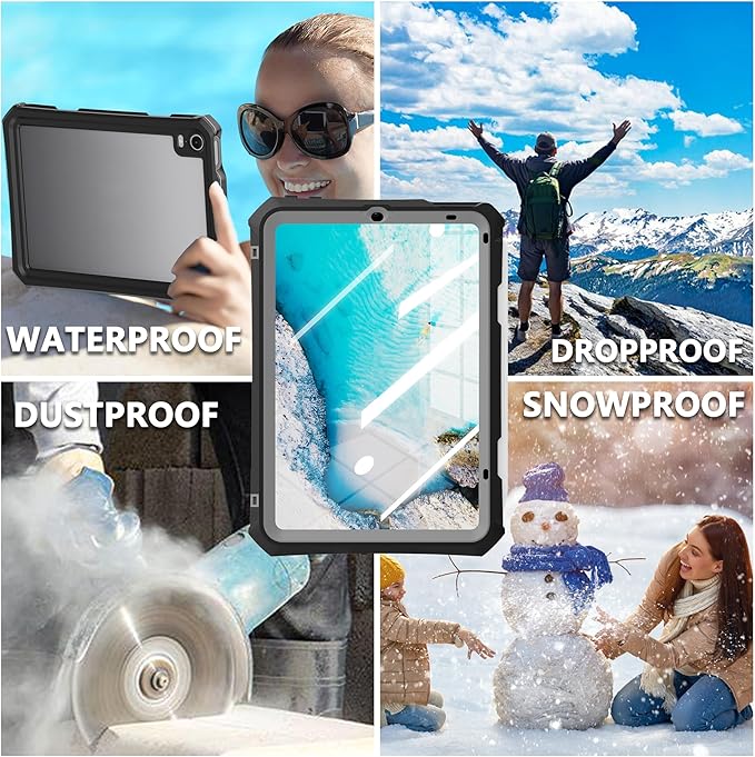 ShellBox Case Fit with iPad mini 7(A17 Pro)/ 6 Generation 2024 Waterproof case Built in Pencil Holder Built-in Screen Protector Full Body Protective Pad Cover for iPad mini 7th/6th 8.3 inch