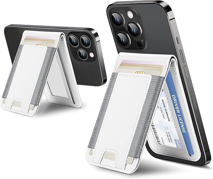 ExtreLife for Magsafe Wallet Adjustable Stand Open ID Window Magnetic Wallet for iPhone 17/16/15 Pro Max/15 Pro/15/15 Plus/14 Pro Max/14 Pro/14/13/12 Series 9 Card Holder White