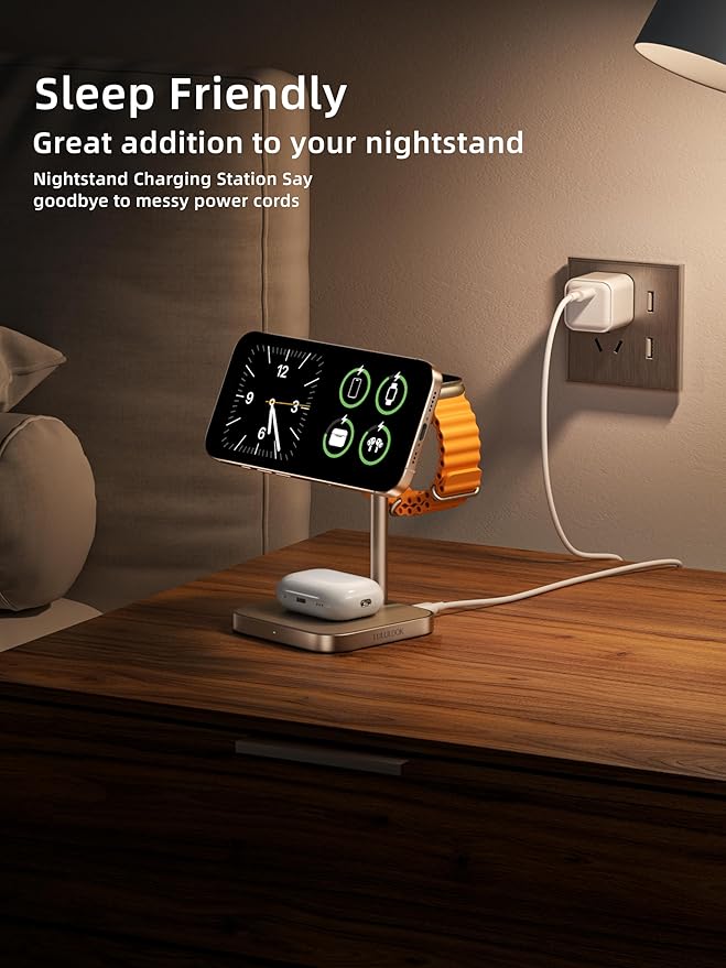 [Qi2 Certified ] LULULOOK 3 in 1 Charging Station with MagSafe 15W QI2 Wireless Charger Stand Magnetic Charger for iPhone 17/16/15/14/13/12 Series AirPods Pro/3/4 Apple Watch with 30W PD Adapter