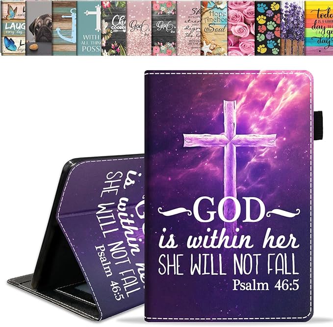 Case for Amazon Fire HD 10 &amp 10 Plus Tablet 10.1 (13th/11th Generation 2023/2021 Release) Slim PU Leather Stand Cover with Card Slot &amp Auto Wake/Sleep - Christian Cross Quote Bible Verse Ps
