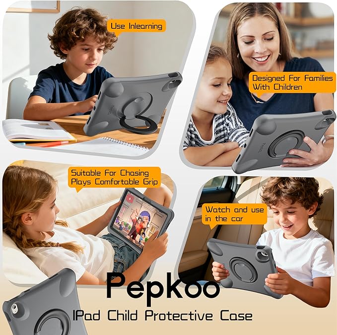 Pepkoo for iPad Air 13 inch Case for Kids with 360° Rotatable StandShockproof EVA Handle Cover for iPad Air 13 M3 2025 and M2 2024 Models