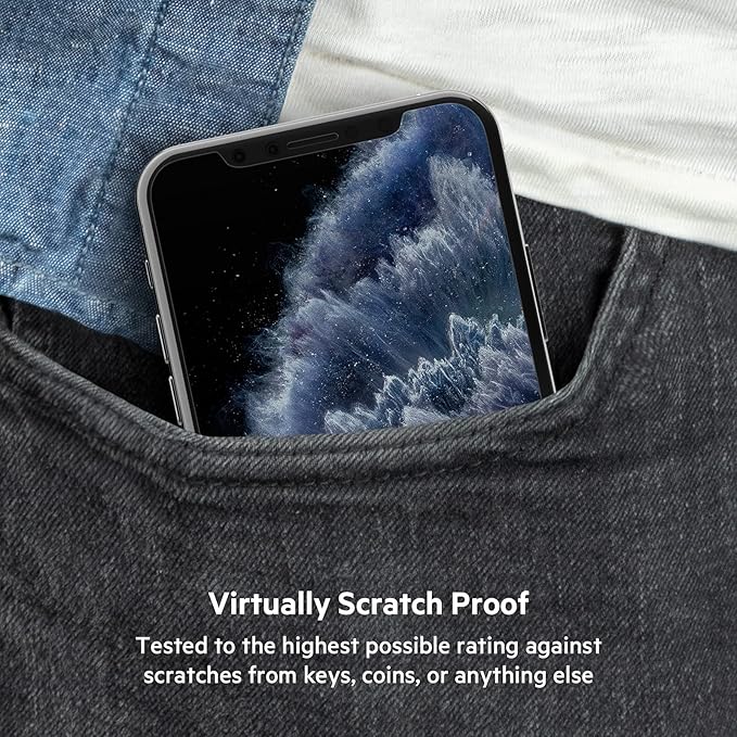 Belkin Screen Protector for Apple iPhone 11 Pro Max or iPhone XS Max with Antimicrobial-Treated and Included Easy Align Tray for Simple Bubble Free Installation ScreenForce TemperedGlass