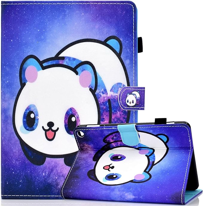 Dteck Case for All-New Fire HD 10 &amp HD 10 Plus Tablet (2021 Release 11th Generation) - Slim Lightweight Folio Stand Premium PU Leather Protective Smart Cover with Auto Wake Sleep Galaxy Panda