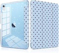 DONGKE for iPad Pro 11 inch Case – Fits M5 2025 / M4 2024 Shockproof Sparkling Glitter Acrylic Back Pencil Holder Trifold Stand Auto Sleep/Wake &amp Touch ID Support - Blue Cross Dot