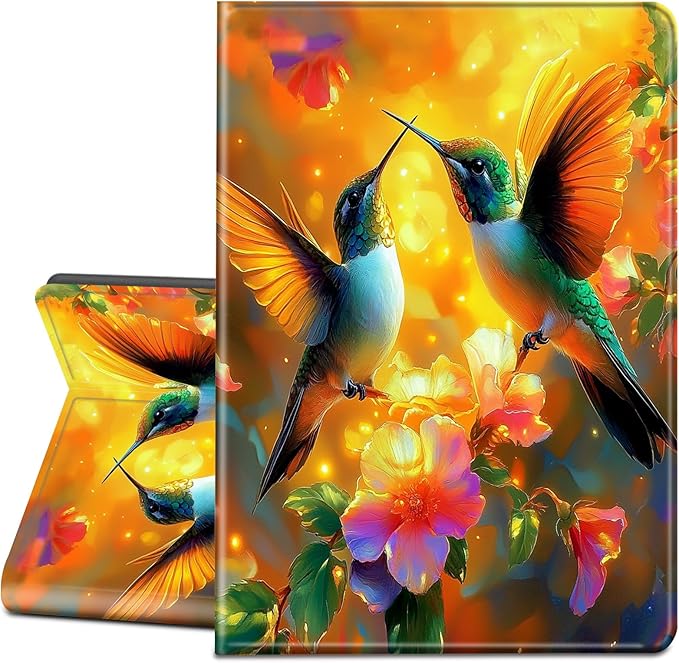 Case for All-New Amazon Fire HD 10 Tablet (13th Generation 10.1 2023 Release)-Slim PU Leather Adjustable Stand Smart Cover with Auto Wake/SleepA Pair of Hummingbirds