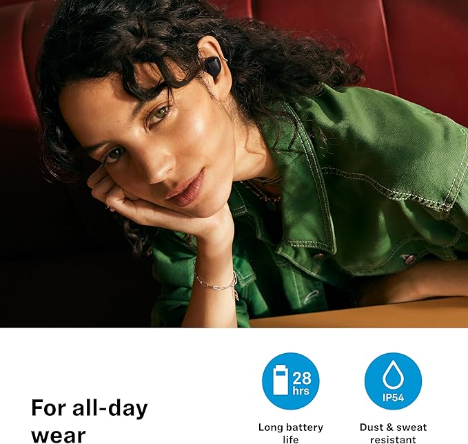 Sennheiser ACCENTUM True Wireless Earbuds - Crystal-Clear Sound with Hybrid ANC Ergonomic Design 28-Hour Battery Life Touch Interface Black