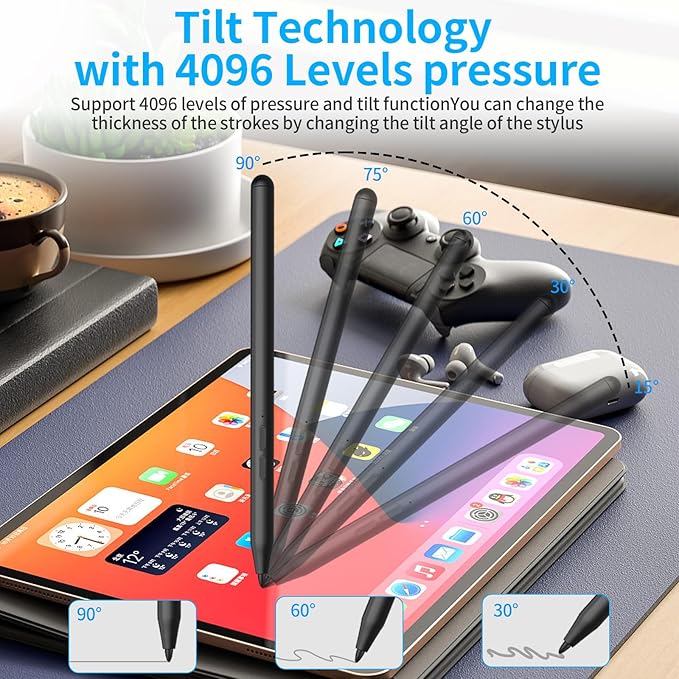 Stylus Pen for HP Omnibook Digital Pen for HP Envy Pavilion Specter x360 Touch Screen Devices Rechargeable MPP 2.0 Tilt with 4096 Pressure Sensitivity Palm Rejection Fast Charging