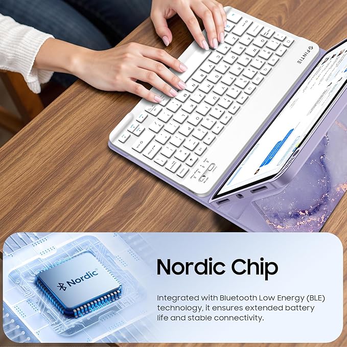 Fintie Keyboard Case for iPad Air 11-inch M4/M3/M2 (2026/2025/2024) iPad Air 5th/4th Generation (2022/2020) 10.9 Inch - Soft TPU Cover w/Magnetically Detachable Bluetooth Keyboard Lilac Marble