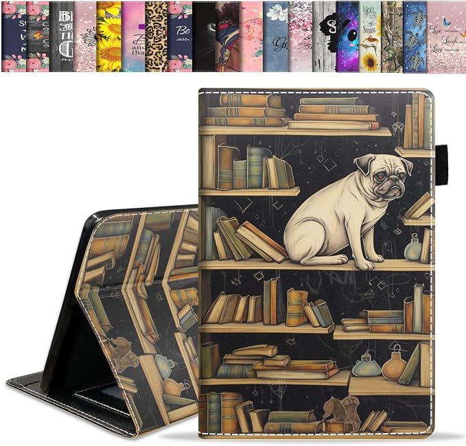 Pug on Bookshelf