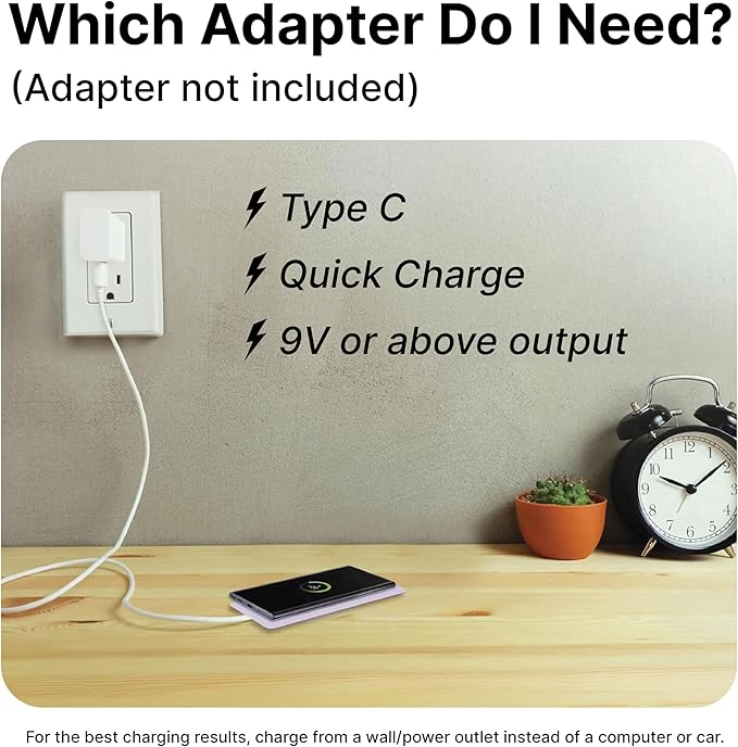 IJS Ultra Slim Wireless Charger Up to 15W Max Fast Charging Pad Compatible for Apple Samsung Devices Smart Phone Charger - Adapter Not Included