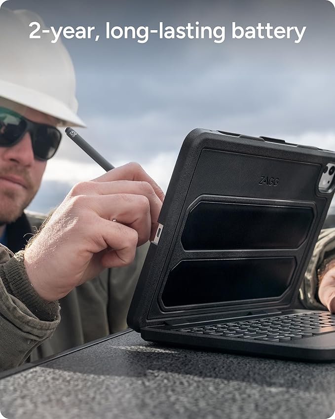ZAGG Rugged Book iPad 11 (A16)/ 10.9 (Gen 10) Case - Durable Wireless Keyboard Case Military-Grade Drop Protection Multi-Device Pairing Detachable Backlit Keyboard Black