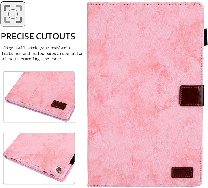 Folding Case for Amazon Fire HD 10 9th/7th/5th Gen Techcircle Smart Flip [Wake/Sleep] Solid PU Leather Protective Cover for All-New Kindle Fire HD 10.1 inch Tablet 2019/2017/2015 Release Pink