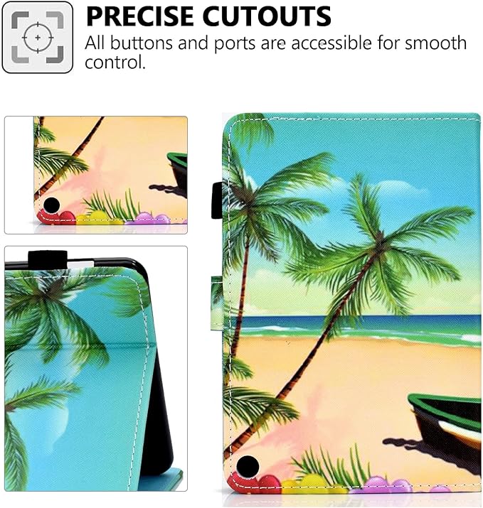 Case for Amazon Fire Max 11 13th Generation (2023) Techcircle Folio Stand PU Leather Magnetic Smart Wallet Soft Cover Protective Case with Pen Holder+Card Slots Auto Wake/Sleep Summer Beach