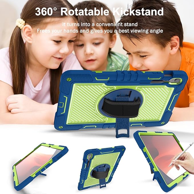 Tablet Case Compatible with Samsung Galaxy Tab S10 FE Plus 13.1 Inch 2025 Model (SM-X620/X626) CaseHeavy Duty Shockproof Rugged Protection Cover Stand &ampHand Strap+Shoulder Strap(Green)